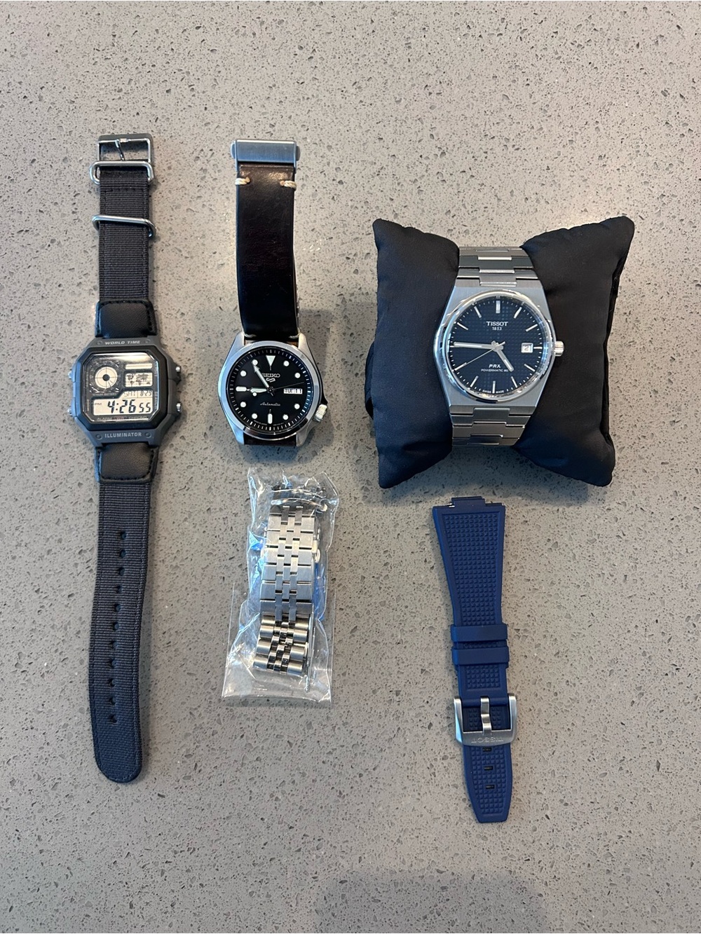 Tissot PRX Seiko SPRE55J Casio AE-2000W - Three Watch Collection
